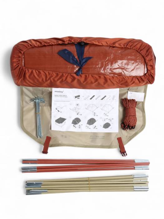 Палатка туристическая 4-местная maclay katun ume cool 4,   380×210×135 см, трекинговая, двухслойная, с тамбуром, бежевая